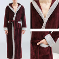 Men's Winter Maxi Flannel Bathrobe Hooded Sleepwear Home Clothes Long Sleeve Robe Coat Bath Robe Peignoir Homme Flannel Robe