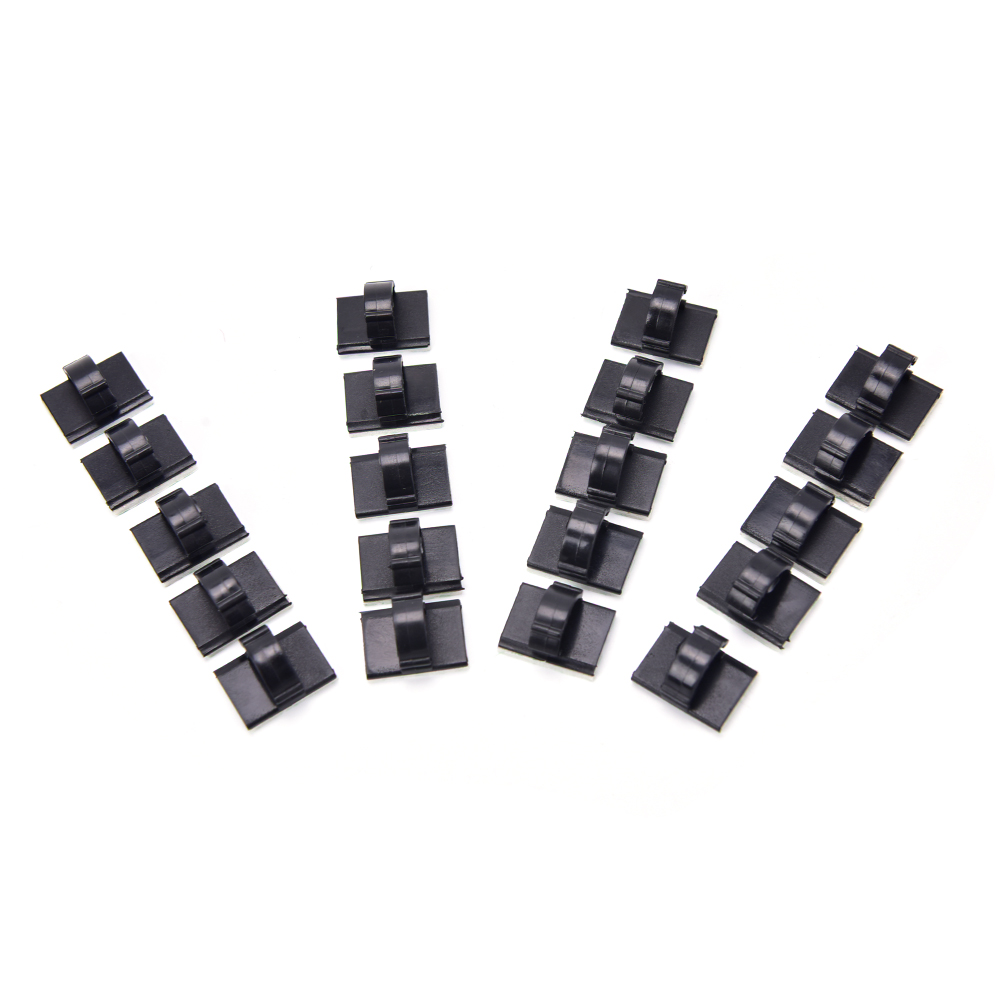 20pcs/lot Cable Clips Adhesive Backed Nylon Wire Adjustable Cable Clamps Car Wire Tie Amount Holder Black