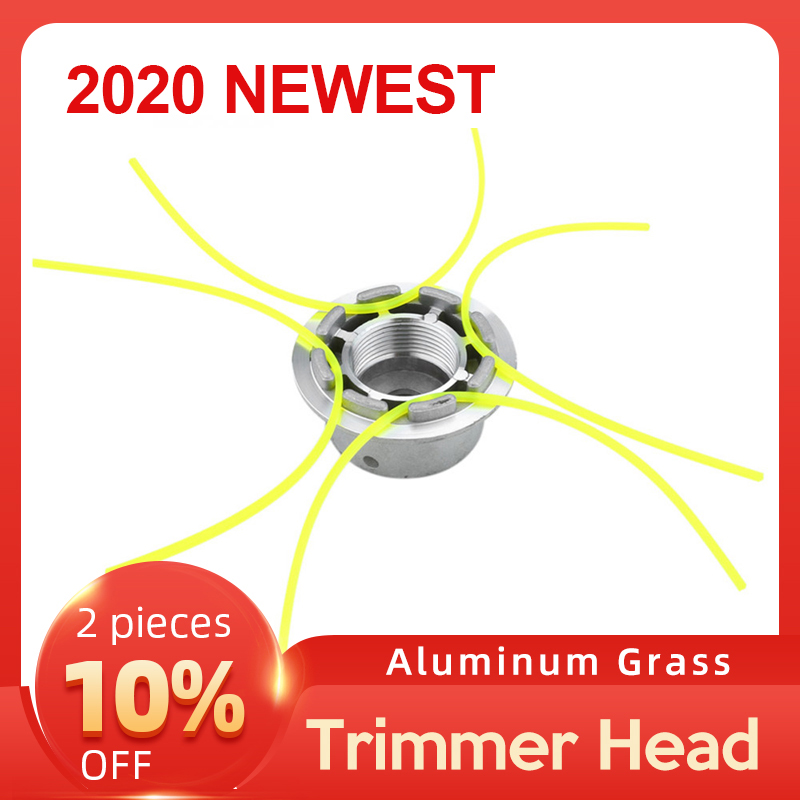 Universal Aluminum Grass Trimmer Head With 4 Lines Brush Cutter Head Thread Nylon Grass Cutting Line Head for Lawn Mower Silver