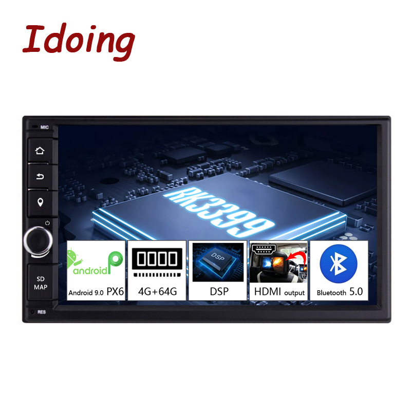 Idoing 2 din 7"PX6 4G+64G Hexa-Core Android 10 Bluetooth 5.0 HDMI USB Universal Car GPS Navi DSP Radio Multimedia Player no dvd