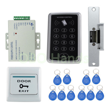 Cheap 1000users RFID Access Control System Kit Set + Strike Door Lock + ID keyfobs + Power + Exit Button
