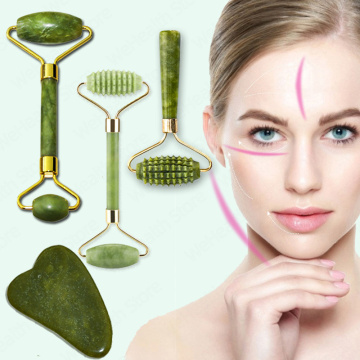 Natural Face Massager Guasha Jade Roller Scraper Facial Skin Care Tools Roller Massage Microniddle Facial cleanser Skin Care