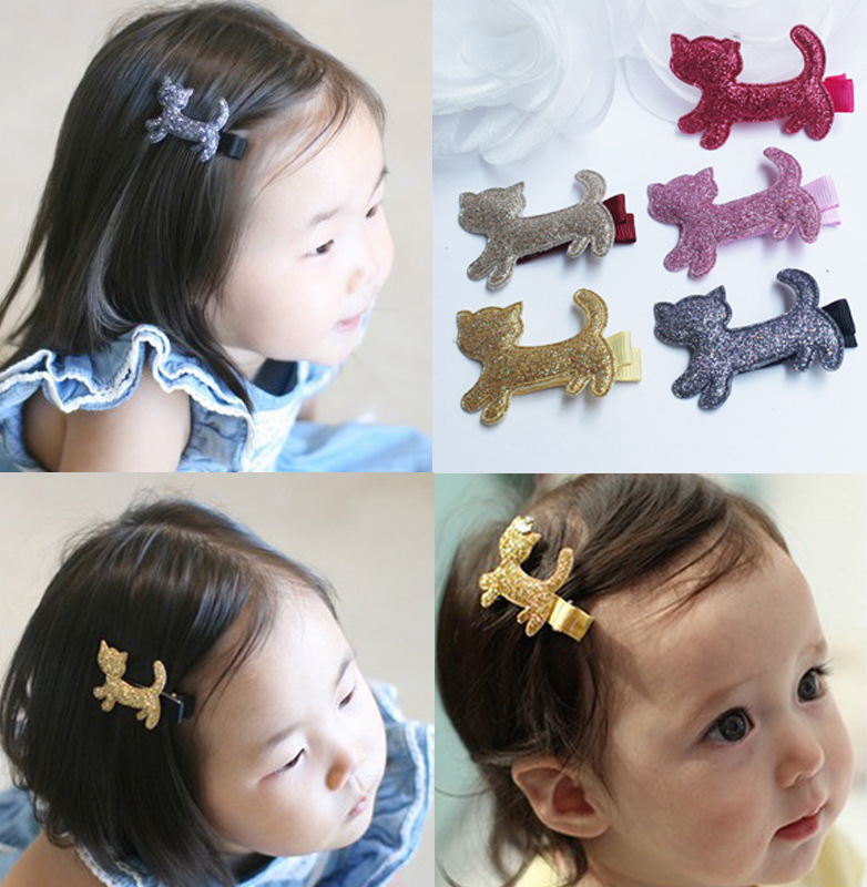 New Fashion Cute Flash Cartoon Cat Baby Hairpins Girls Hair Accessories Princess Barrette kids Hair Clips Children Headwear