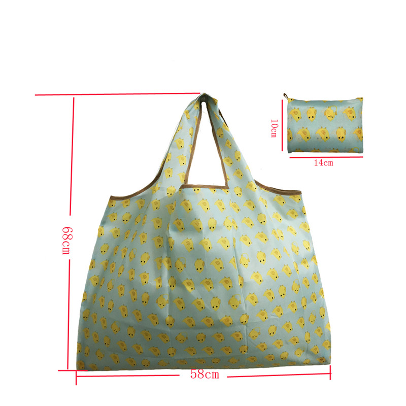 Big Thick Large Tote ECO Reusable Nylon Portable Shopping Bag Foldable Shoulder Handbag Folding Pouch Fruit Vegetable Grocery