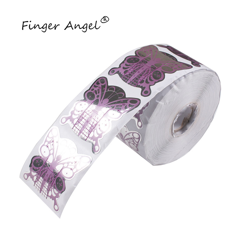 Finger Angel 50/100/500PCS Nail Forms Nail Art Guide Paper Tips Butterfly Nails Gel UV Extension French DIY Manicure Tool