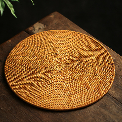 Round Rattan Coasters Insulation Placemats Cup Mats Table Padding Heat Resistant Woven Table Mat Kitchen Decoration Accessories