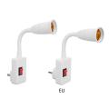 EW Flexible E27 Light Socket Lamp Bulb Adapter Extend Extension Converter Wall Base Holder Screw Socket EU US Plug White+Silver