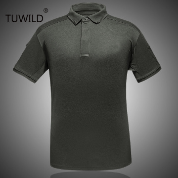Men's Urban Tactical Lapel Short Sleeve Polo T-Shirt Shirts Summer Outdoor Training Climbing Breathable Fast Dry T Shirt Tops