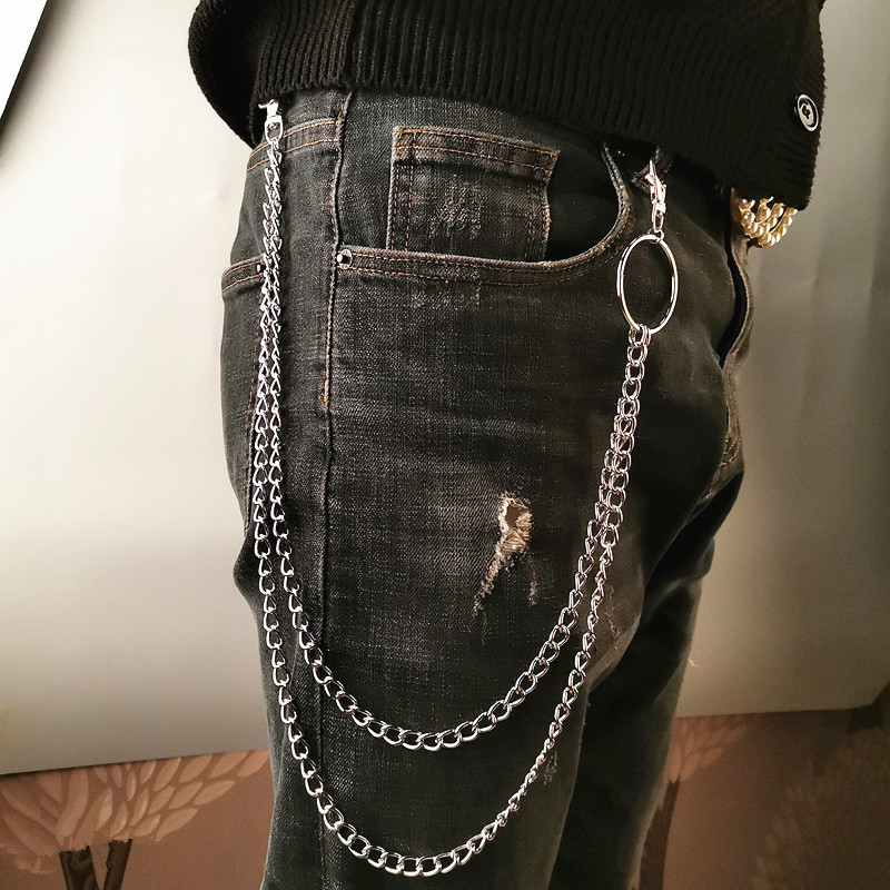 Hip Hop Long Trousers Hipster Key Chain Punk Street Tassel Ring Metal Wallet Chain Belt Chain On Jeans Unisex Jewelry Gift