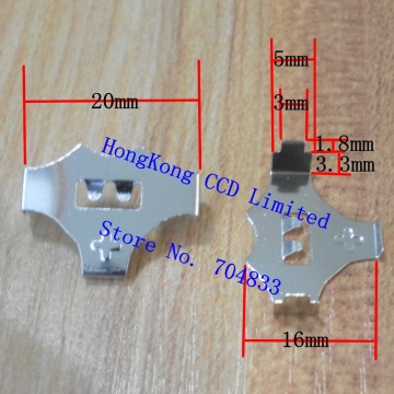 100pcs/Lot CR2032 battery holder 3V button battery cathode copper shrapnel rectangular battery connector piece