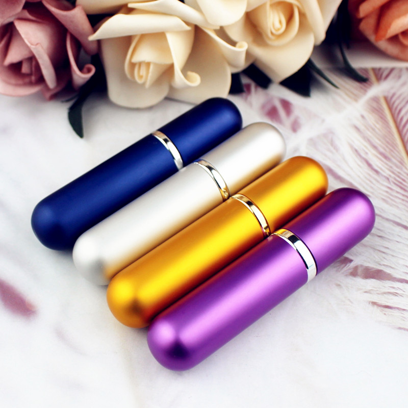 1PC 5ml 6ml Perfume Spray Bottle Portable Refillable Glass Bottle Empty Cosmetic Containers Travel Aluminum Perfume Atomizer