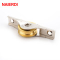 NAIERDI 4PCS Sliding Door Roller Cabinet Copper Caster Wheel Pulley Runners For Wardrobe Window Furniture Hardware