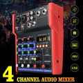 CLAITE 4 Channel Portable Audio Mixer Karaoke Players Bluetooth USB DJ Sound Mixing Console MP3 Jack 48V Amplifier For KTV Party
