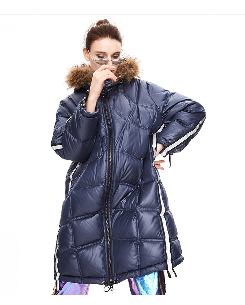 Hood Zipper Long Down Coat
