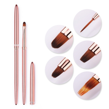 1 Pcs UV Gel Nail Liner Brush Rose Gold Painting Drawing Pen Nail Brush Portable Pen Handle Nail Art Tools