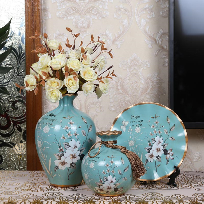 3pcs/Set Europe Ceramic Vase Creative Porcelain Wedding Furnishing Articles Tabletop Handicraft Home Decoration Accessories