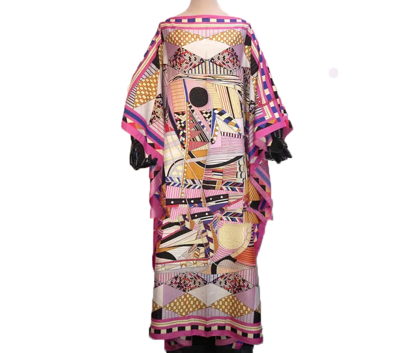 Fashionable Summer Holiday Batwing Sleeve Maxi Robe Oversize Kaftan Dashiki Floral Beach Long Dress kaftan silk dress