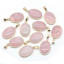 Oval Rose Quartz Pendant for Making Jewelry Necklace 18X25MM