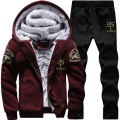 2020 Winter Thick Men Sports Suit Tracksuit Hooded Sportswear Zipper Cardigan Hooded+Elastic Pants Casual Men Fleece Warm Sets