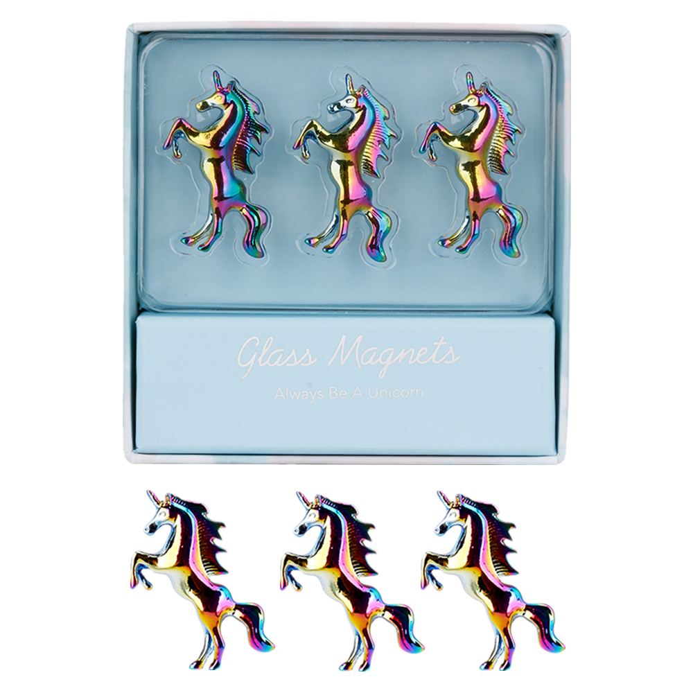 Rainbow Fridge Magnets 3 Pack Unicorn Steel Refrigerator Magnet Sticker Home School Office Whiteboard Decor Dry Erase Board