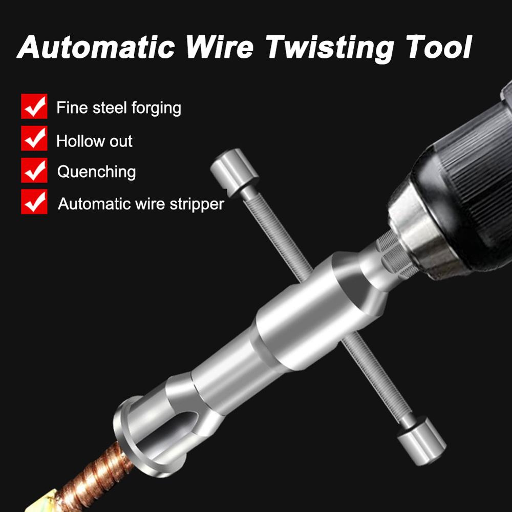 Wire Twisting Tool Galvanized Steel Silver Wire Terminals Power Tools Automatic Wire Stripper and Twister for Electric Drills