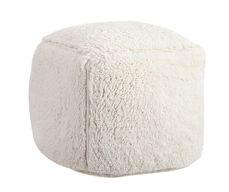 COVER ONLY NO FILLER - EXCLUSIVE and elegant bean bag in fur footstool and ottomans, CUBE seat, foot rest chair