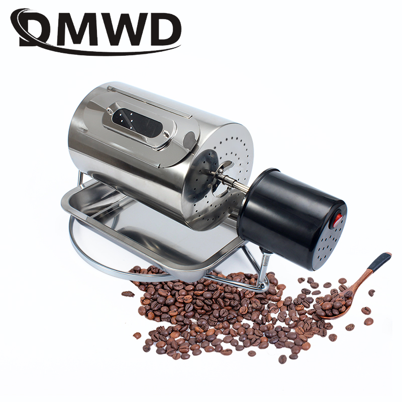 DMWD 110V/220V Coffee Beans Roaster Stainless Steel Cafe Bean Roasting Machine Baking Fry Peanut Grain Nuts Dryer EU US UK Plug