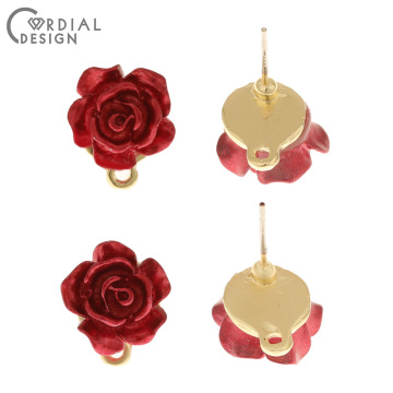 Cordial Design 100Pcs 11*13MM Jewelry Accessories/Earrings Stud/Paint Effect/Flower Shape/Hand Made/Jewelry Findings & Component