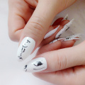 24Pcs Artificial Fake Nails Black White Anime Short Stiletto False Nails DIY Press On Finger Tips Manicure Tool
