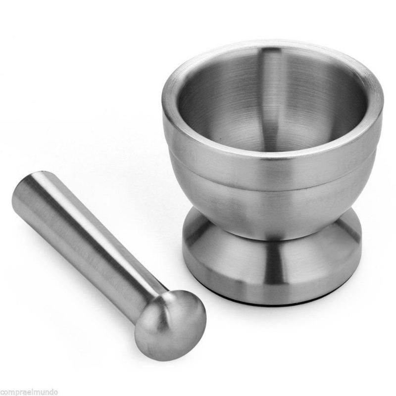 Stainless steel mortar Pot garlic spice grinder medicine herbal bowl mill pulverizer kitchen gadget