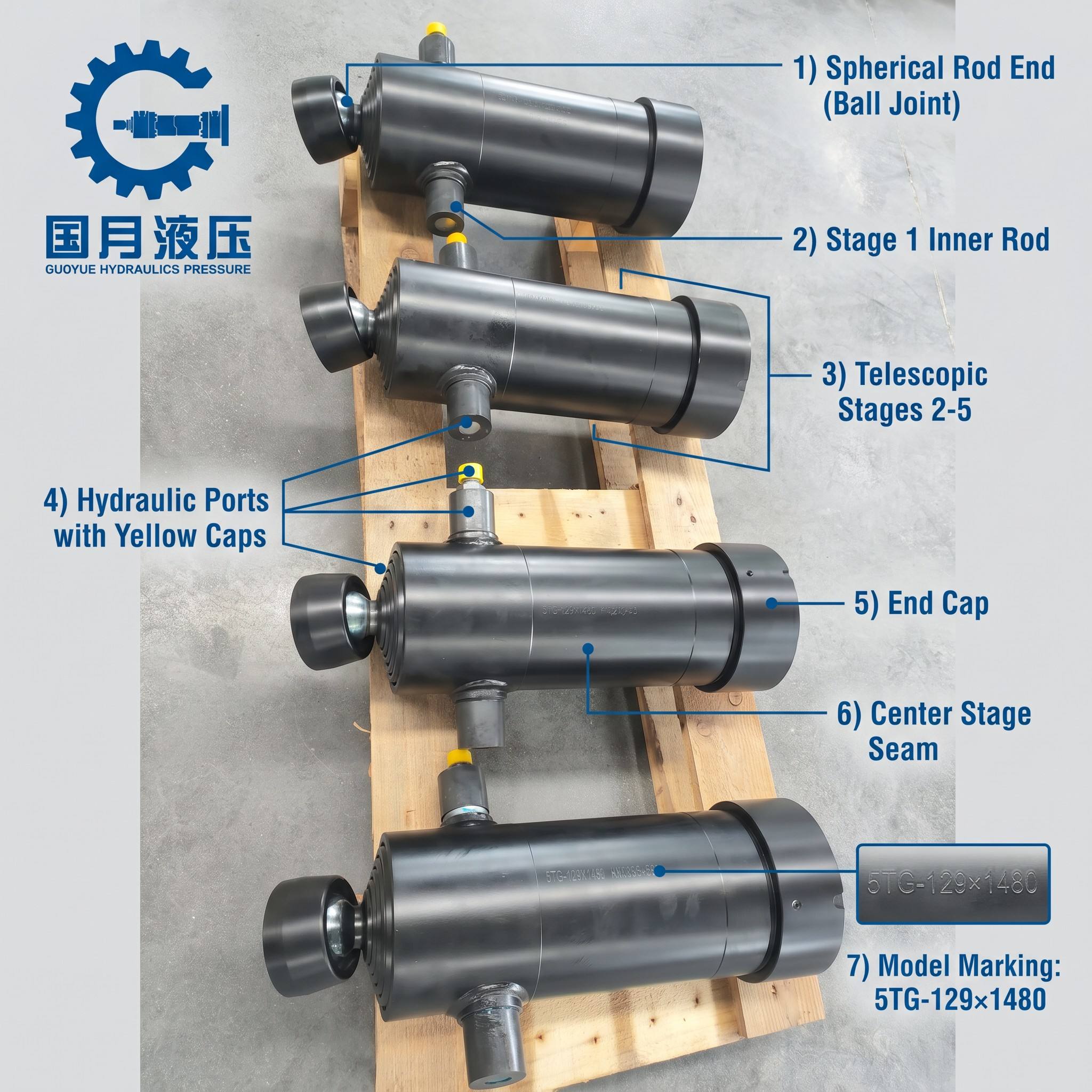 Multi stage oil cylinder