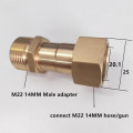 HNYRI Washer Adapter Swivel M22 Female with M22 14MM Male Brass Thread Connect to Pressure Hose or Foam Gun Washing Pipe Machine