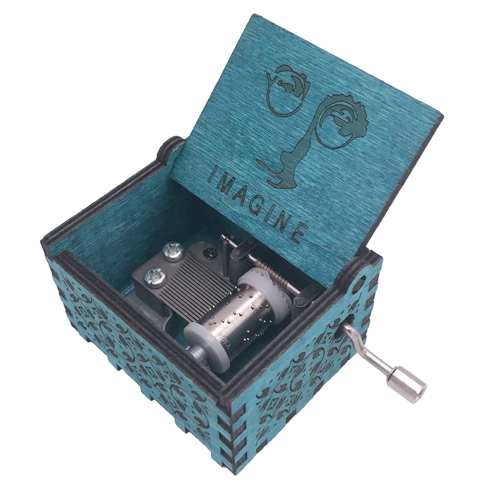 Imagine 18 N Music Box Hand Crank Musical Box Carved Wood Musical Gifts Christmas for Woman, Play Imagine by John Lennon