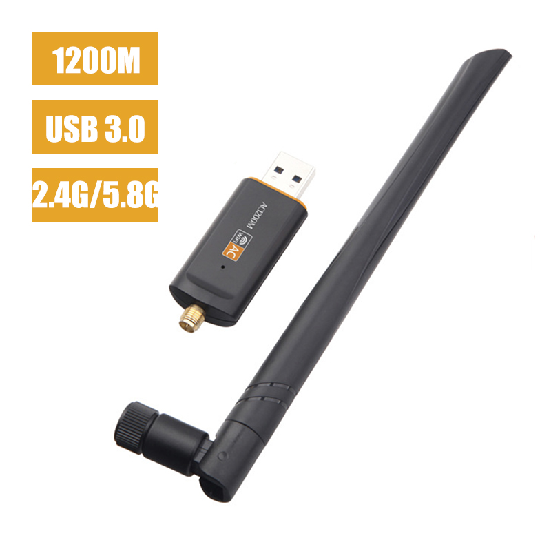 Wireless Wi-Fi USB Ethernet Adapter AC 1200Mbps Dual Band 2.4/5GHz 802.11AC Network Card USB 3.0 Receiver Dongle With Antenna