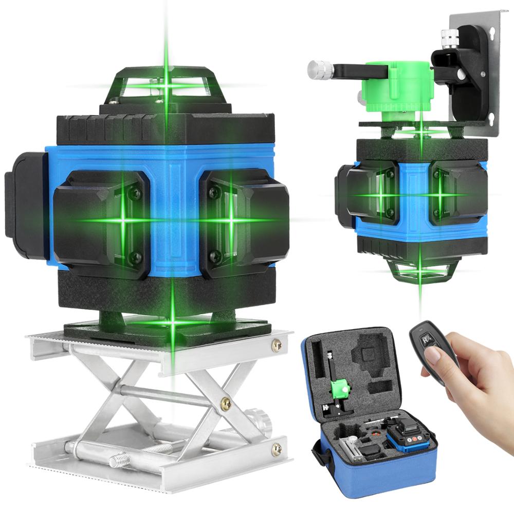Laser Level Green 16 Lines 4D Self-Leveling 360 Degree Horizontal and Vertical Cross Line Super Powerful Green Laser Level Meter