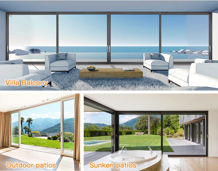 Exterior Patio Panoramic Aluminum Sliding Doors