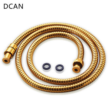 DCAN Plumbing Hoses Bathroom Replacement Anti-Torsion Shower Hose Double Locked Flexible Stainless Steel 1.5m High Quality Gold