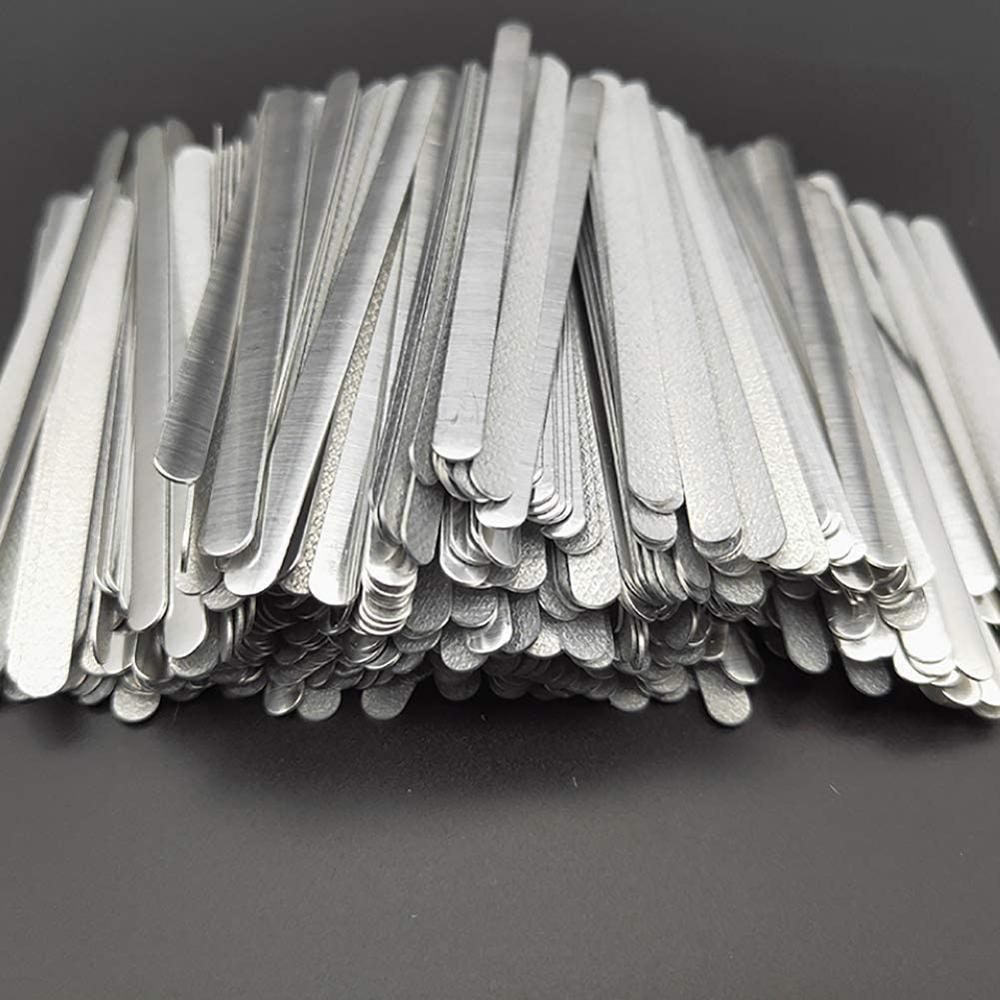 100pcs/bag 5mm Adhesive Metal Flat Aluminum Nose Strips Bridge Band Wire Clips Ties for DIY Mask Making Accessories 85x5x0.5mm