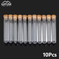10pcs/lot 20x150mm Plastic Test Tube With Cork flat bottom Transparent Lab Empty Scented tea Drink Candy Storage Tubes