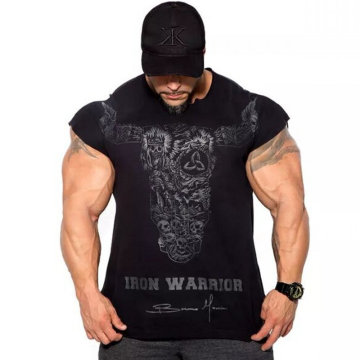 Men Gyms Fitness Bodybuilding Slim T-shirt Muscle Man Summer Casual Printed T shirts Male Workout Cotton Tee Tops Boy Clothing