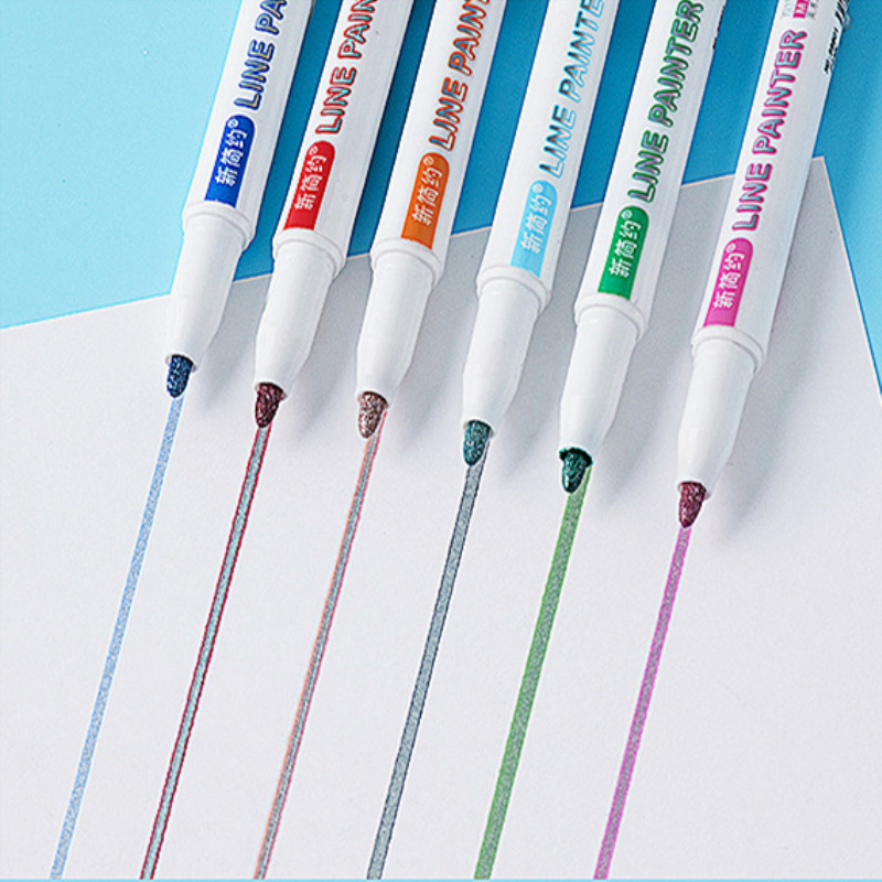 8pcs/set Double Lines Contour Color Art Pens Markers Pen Out Line Pen Highlighter Scrapbooking Bullet diary Graffiti Poster card