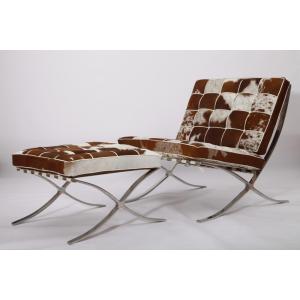 Knoll barcelona chair and ottoman reproduction