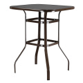 [US Warehouse]Wrought Iron Glass High Bar Table Patio Bar Table Brown (Bar supplies)