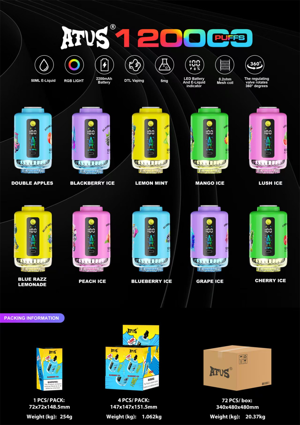 +86 13307857367 ATVS 120K Puffs Hookah Head-Premium Hookah Vape