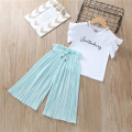 Children Clothing Set Kids Baby Girls Letter T Shirt Tops+Ruffle Loose Pants Outfits Costume Girls Fashion Leisure Clothes C850#