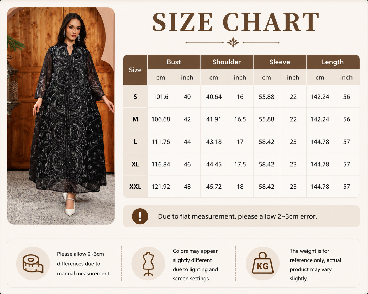 Rhinestone Printed Abaya Dress with Full Length