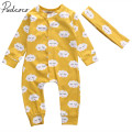 2019 Baby Spring Fall Clothing Newborn Baby Kids Girls Cotton Jumpsuit Romper Headband 2Pcs Outfits Clouds Print Clothes 0-18M