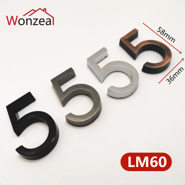 58mm 0123456789 Modern Door Number Plaque Door Plate Number House Number Hotel Door Address Digits Sticker Sign ABS plastic