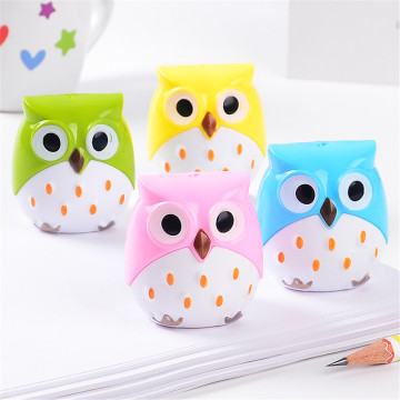 2pcs Double Holes Cute Owl Pencil Sharpeners Plastics Manual Pencil Cutter Kids Gifts for School Office Stationery Supplies