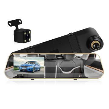 Car Dvr Dual Lens Car Driving Video Recorder Rear view Mirror Recorder Auto Vehicle Black Box Dash Cam 4.3 Inches LCD Screen